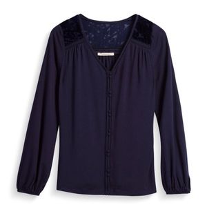 41 Hawthorn Shaymen Detail Knit Top in Navy